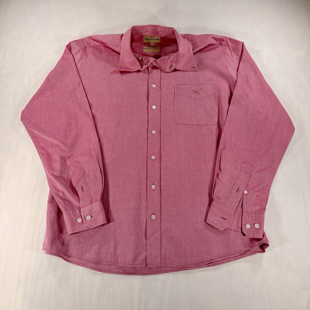 Rodd & Gunn New Zealand Pink Oxford Button Down Shirt Mens L Italian Fabric - Picture 1 of 7